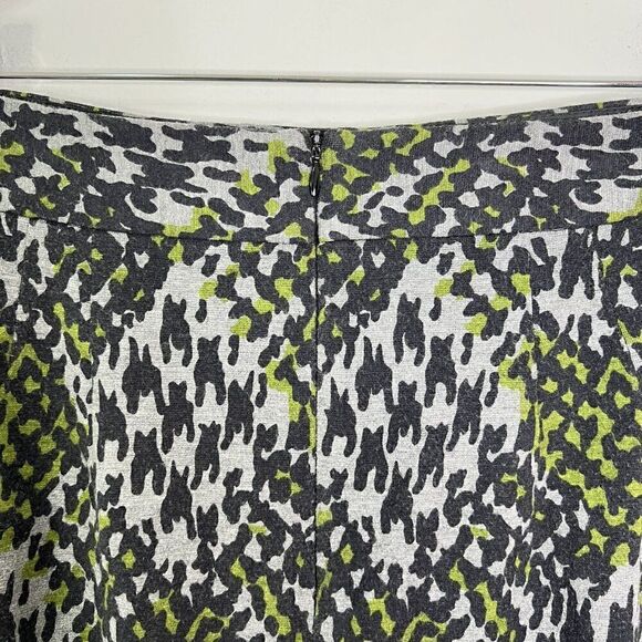 Trina Turk Gray and Green Leopard Print Plaid Pencil Skirt - Picture 6 of 8